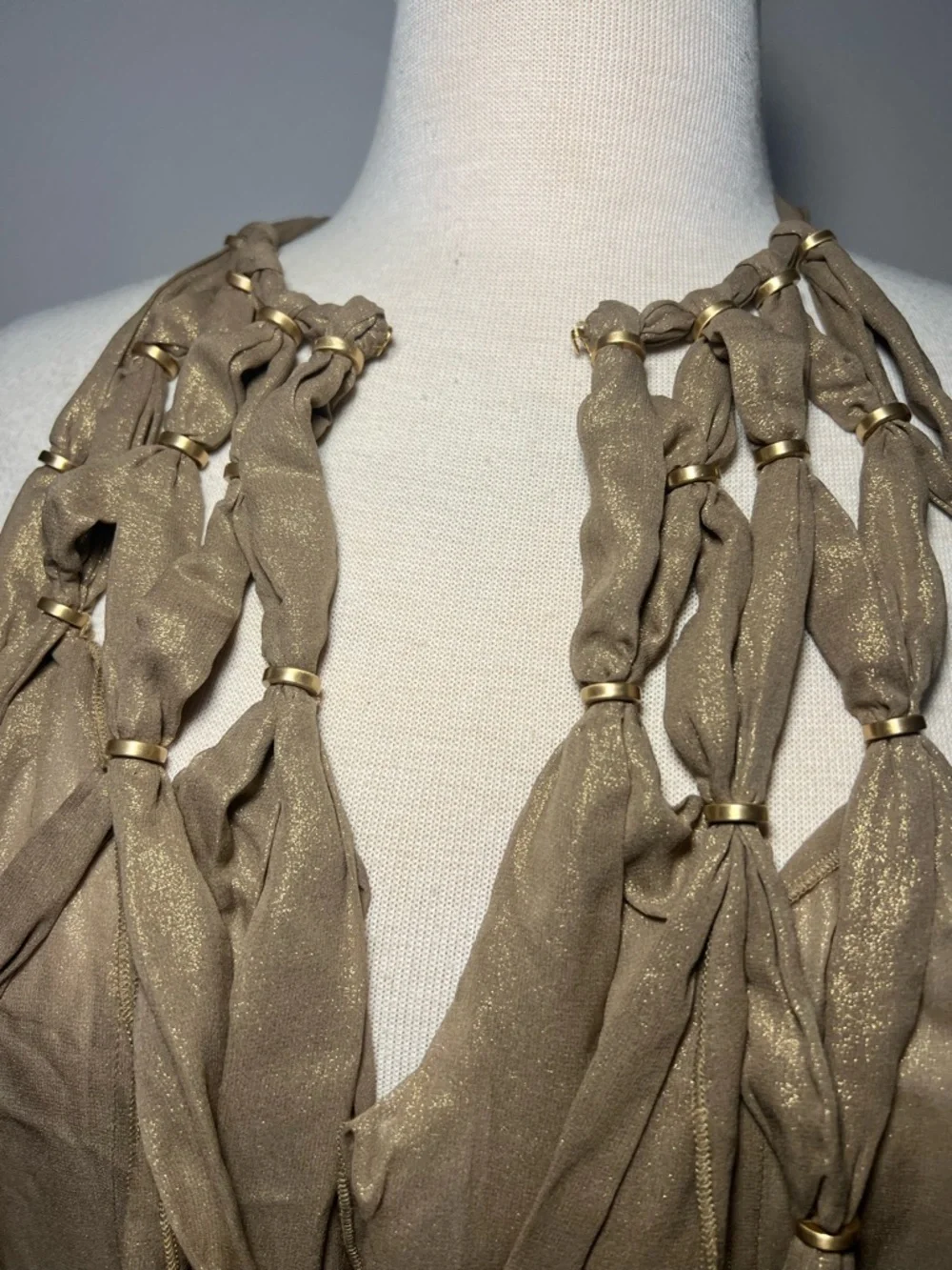cult gaia Gold Knotted Halter Maxi Dress